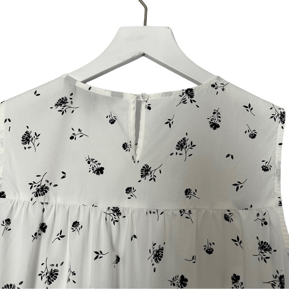 Banana Republic White Floral Cotton Sleeveless Trapeze Dress Size Small - Picture 10 of 13